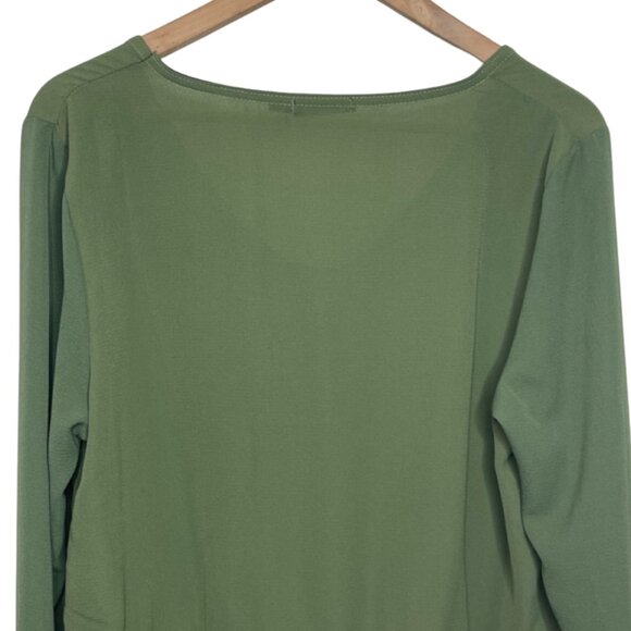 BOOHOO | Olive Green Long Sleeve Ruffle Cropped Top | Size 12 - Picture 6 of 11